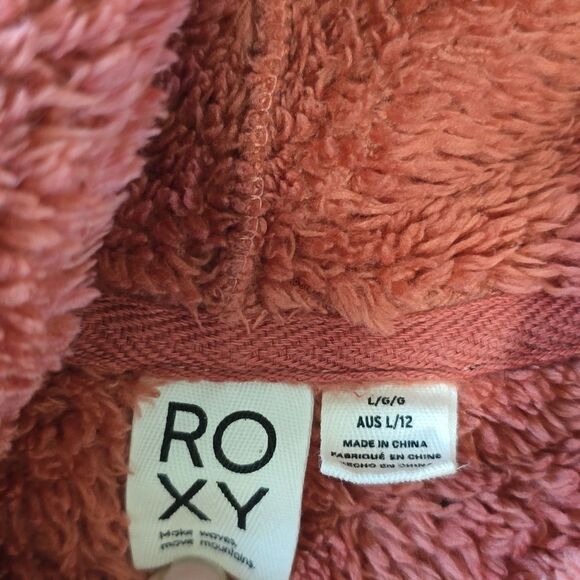 Roxy Surf Spray Rust Orange Fuzzy Hooded Pullover Jacket - Size Large - Picture 5 of 15